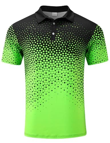 Seadodo Men Polo Shirts Short Sleeve Dry Fit Moisture Wicking Performance Neon Golf Shirt for Tennis Hiking Camping Fluorescent Green L - Image 1