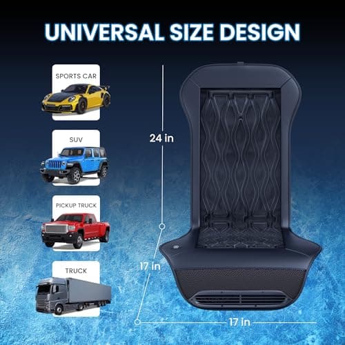 TOWTAMER 2025 Upgraded ICY Seat, Semiconductor Ventilated Cooling Car Seat Cover(Front Seat),12V-24V Cooling Car Seat Cushion with 3 Temp Modes,Universal Fit for SUV/Truck Accessories(Ice-Core Black) - Thumbnail 6
