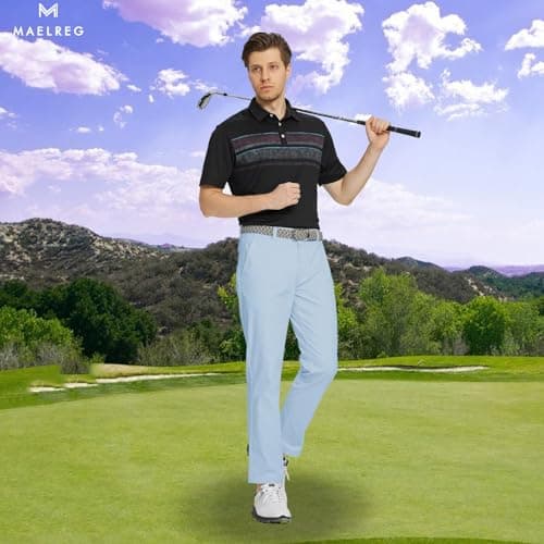 M MAELREG Mens Golf Pants Flat Front Waterproof Lightweight -30"/32"/34" Slim Fit Chino Casual Dress Pants for Men - Thumbnail 2