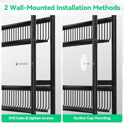 Ormeo Home Behind The Door Narrow Bookshelves Pantry Spice Rack 5-Tier Slim Metal Space-Saving Organizer for Bathroom Closet Kitchen Living Room Sturdy Room Laundry Room, Black - Thumbnail 3