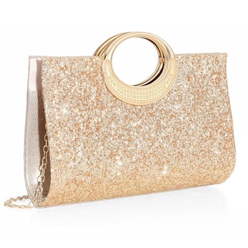 XquiziFit Champagne Clutch Sequins Clutch Purses for Women Glitter Evening Clutch Cocktail Evening Purse Women Wedding Purse