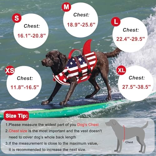 Dogcheer Harness-Style Dog Life Jacket Shark, Reflective American Flag Dog Life Vest for Swimming Boating, High Buoyancy Pet Swim Vest for Small Medium Large Dogs - USA Flag, XL - Thumbnail 6