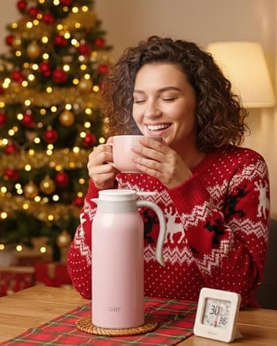 GiNT 51 Oz Stainless Steel Thermal Coffee Carafe, Double Walled Vacuum Insulated Flask, 12 Hour Heat Retention, 1.5 Liter Tea, Water, and Coffee Dispenser (Upgraded version Pink) - Thumbnail 2