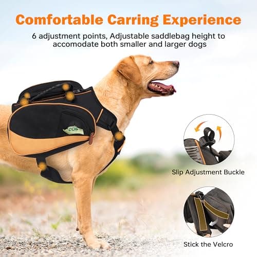 Dog Backpack Harness with Non-Slip Handle, Height-Adjustable Side Pockets Tactical Saddle Bag for Dogs, Lightweight Backpack for Dogs Hiking Walking Training, D-Ring Leash Attachment (30-55LB) - Thumbnail 2