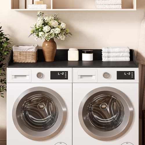 Tarnorci Washer and Dryer Countertop, 54'' Laundry Room Countertop Organization Laundry Table for Folding Clothes and Storage, Black - Thumbnail 3