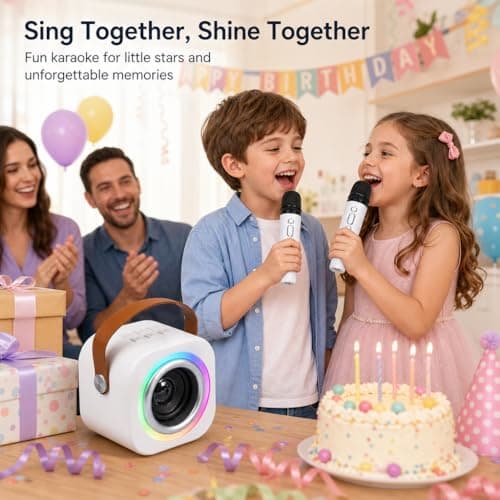 Mini Karaoke Machine for Kids with 2 Wireless Mics,TOP Singing Toys Birthday Gifts Ideas for Girls Ages 3,4,5,6,7,8,9,10,11,12+ Years Old,Great Gift Ages Girls,Boys Trend Party - Thumbnail 4