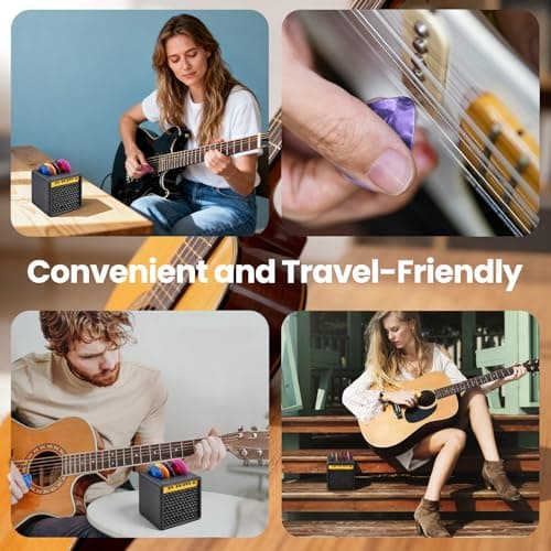 Bangzi Guitar Pick Storage Box,Guitar Picks Holder Box for Musicians and Collectors,Guitar Pick Display Holder,Mini Speaker Amp Design with 5 Premium Celluloid Picks,Gift for Guitar Players - Thumbnail 5