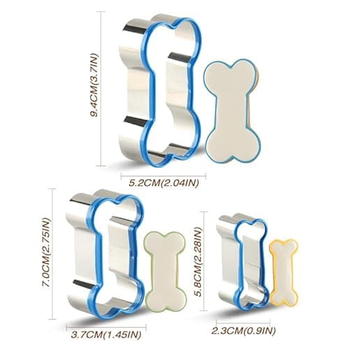 Dog Bone Cookie Cutters Set of 3, Bone Shapes Cookie Cutter, Biscuit Dog Treat Cookie Cutter Set for Homemade (Blue Is Visible & Friendly For Your Pup/Doggy) - Thumbnail 3