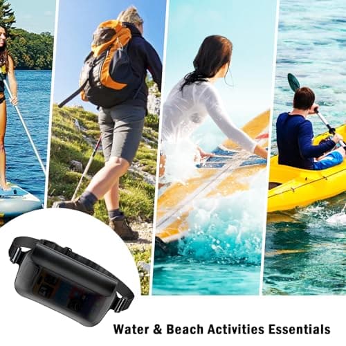 UOEPOWA Waterproof Waist Bag, Passport Wallet Tote, IPX8 Waterproof Rating, Underwater-Use Phone Pouch, TUP Dry Bag, Ideal for Diving, Swimming, Kayaking (2-Pack Set in Black) - Thumbnail 5