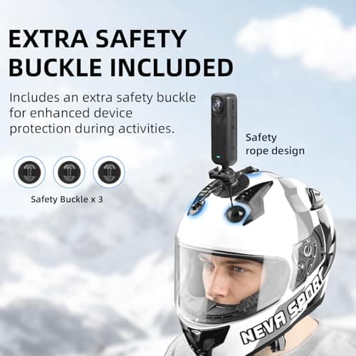 Flymile 2Pack Helmet Flexible Adhesive Mount for Insta360, 360° Adjustable Sticky Holder with Safety Buckle for GoPro, Insta 360 X5/X4/Ace Pro 2/GO 3S, for DJI Action 6 5 4 Motorcycle Ski Accessories - Thumbnail 3