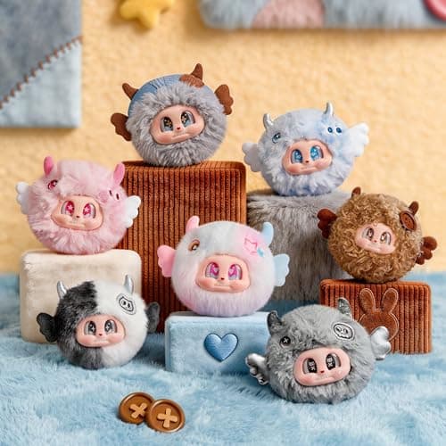 POP JOY Mini Monster Cupa Vintage Plush Blindbox Stuffed Animals Cute Comfort Cosy Gift Toy Figure with Keychain Pendant Soft Vinyl Cowboy Curve Plush Figure Teen Adult 3+ Single Box - Thumbnail 2