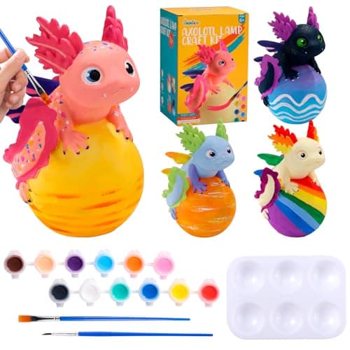 Paint Your Own Axolotl Lamp Kit, Axolotl Crafts Night Light, Arts and Crafts for Kids Ages 4-8, Kids Crafts Ages 6-8 8-12, Birthday Gifts for Girls Boys 6 7 8 9 10 11 12 Years Old 【Upgraded Paints】 - Image 1