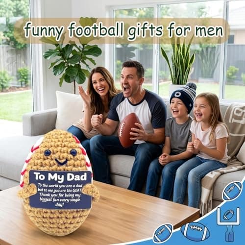 Kenoerd Dad Gifts from Son and Daughter-Emotional Support Football for Dad,Crochet Positive Potato Footballs,Unique Fathers Day Birthday Gifts Husband, Funny Football Decor Office Desk Accessories - Thumbnail 3