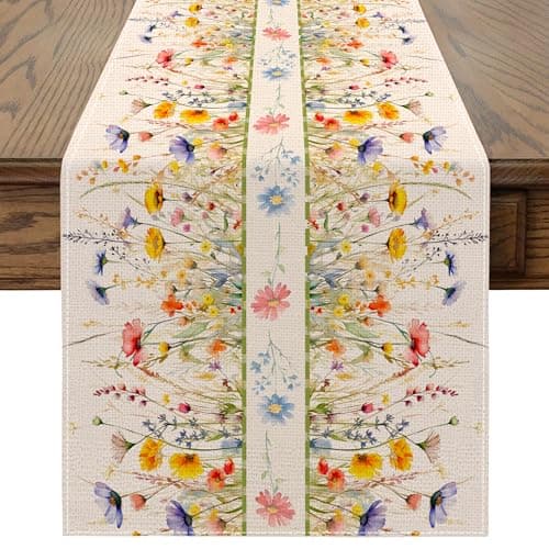 Cusugbaso Spring Table Runner 13x72 inch, Floral Spring Decor for Table, Party, Home - Farmhouse Floral Decroations - Image 1