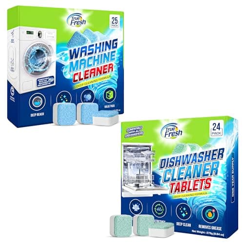 Washing Machine & Dishwasher Cleaner Tablets - 48-Pack Bundle Compatible with Front Loader Top Loader & He Machines and all Dishwashers Removes Buildup Lime Scales and residues - Septic Safe - Image 1