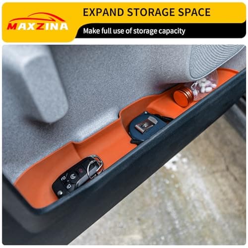 Maxzina Door Side Storage Tray Compatible with 2022-2025 (No for 2026) Ford Maverick Side Door Storage Box Door Organizer Phone Pocket Silicone Front & Rear 4PCS Maverick Accessories (Original Orange) - Thumbnail 3