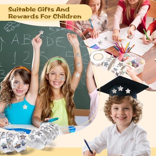 Gsinodrs 1000Pcs Silver Star Stickers - 1 Inch Holographic Self-Adhesive Metallic Foil Star Labels, Sparkly Reward Stickers for Classroom Supplies, Teacher Incentives & Behavior Tracking - Thumbnail 4