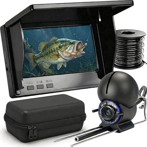Underwater Fishing Camera with 4.3 Inch LCD, 5000mAh Battery, Infrared Night Vision Light, Portable Fish Finder with 100ft Cable for Ice Lake Boat Kayak Fishing