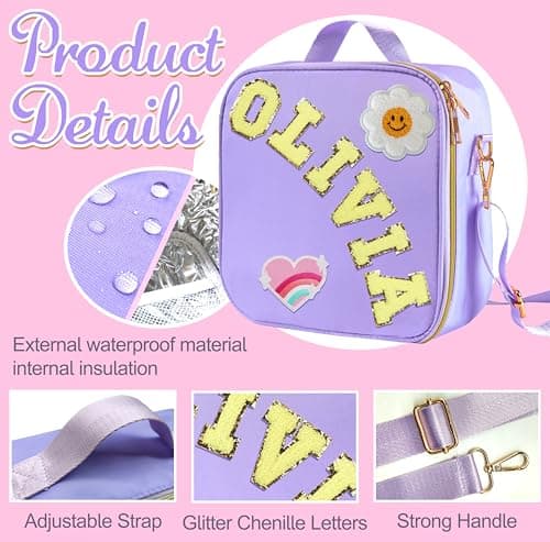 Individz Personalized Insulated Lunch Bag Box for Girls, Nylon Lunch Box with Name, Custom Kids Lunch Boxes, Back to School Supplies, Personalized Girl Brithday Gifts for School Classroom Picnic - Thumbnail 5