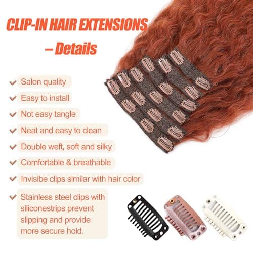 Clip in Hair Extensions Real Human Hair 120g 6pcs Deep Water Wave Curly Human Hair Extensions Double Weft Super Wave Clip ins for Women (350#, 20 Inch) - Thumbnail 4