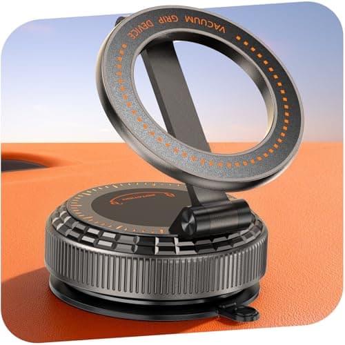 visnfa Pure Zinc Alloy Vacuum Magnetic Phone Holders for Your Car [105+LBS Suction & 3800gf Magnetic] 360° Adjustable Magsafe Car Phone Holder Mount for iPhone 17 16 15 14 13 12 Series & Android - Image 1