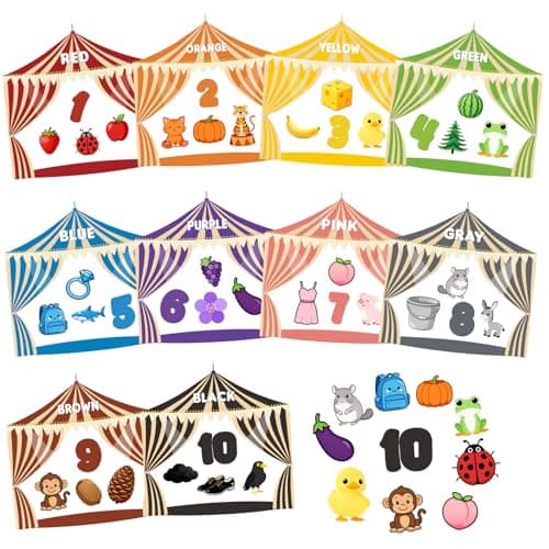 i-Kawachi 10Pcs Magnetic Color Sorting Toys Magnetic Letters and Numbers for Baby Toddlers Kids Learning Toys Circus Alphabet Magnets for Fridge and Whiteboard - Image 1