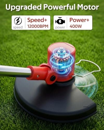 Electric Weed Eater 21V, Battery Powered Cordless String Trimmer, Weed Trimmer with Auto Line Feed, Weed Wacker Lawn Edger with 2 x 2.0Ah Battery and Fast Charger - Thumbnail 2