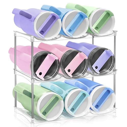 Water Bottle Organizer for Stanley 40oz Tumbler - Stackable Water Bottle Holder and Tumbler Organizer for Cabinet Kitchen Organization and Storage for Stanley Cup Accessories, Wine Rack, 3Pack - Image 1