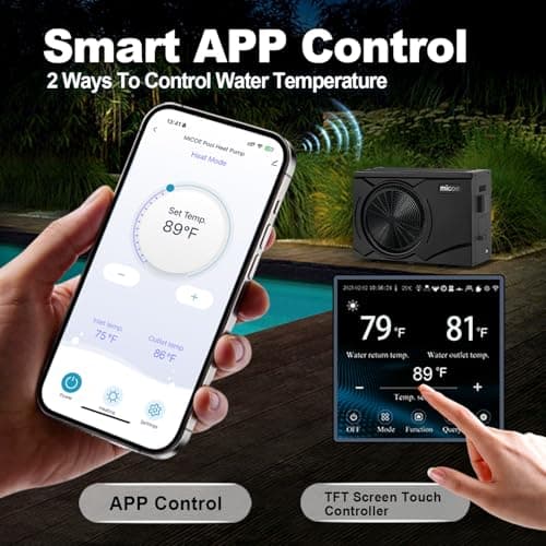 MICOE 75,000 BTU Pool Heat Pump, Smart Electric Air Source Heat Pump Heater for Up to 21,000 Gallon Above Ground & Inground Pools, App Control, Heating & Cooling, 220-240V - Thumbnail 3