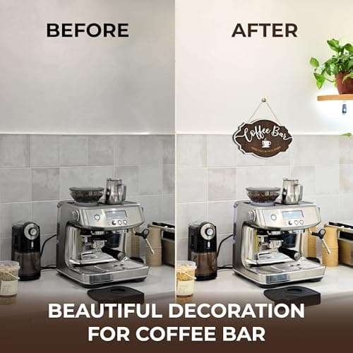 Woodamore Small Coffee Bar Sign For Wall - Vintage Coffee Sign Decor For Bar Accessories, Wood Farmhouse Cafe Signs Rustic Kitchen Decor - Thumbnail 3