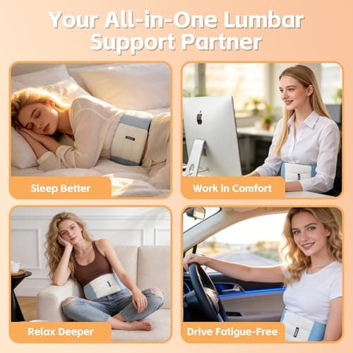 Wnfou Lumbar Support Pillow for Office Chair & Sleeping, Wrap Around Lower Back Pillow with Breathable Ice Silk Cotton, Provides Comfortable Lower Back Support for Side/Back/Stomach Sleepers - Thumbnail 4