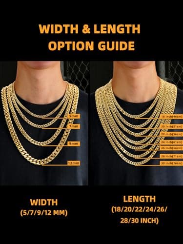 Bestyle Gold Chain for Men Casual Mens Gold Necklace 18K Gold Plated Cuban Chain Necklace Thick Long Necklace 5MM 28'' Cool Mens Gold Chain Hip Hop Jewelry - Thumbnail 6