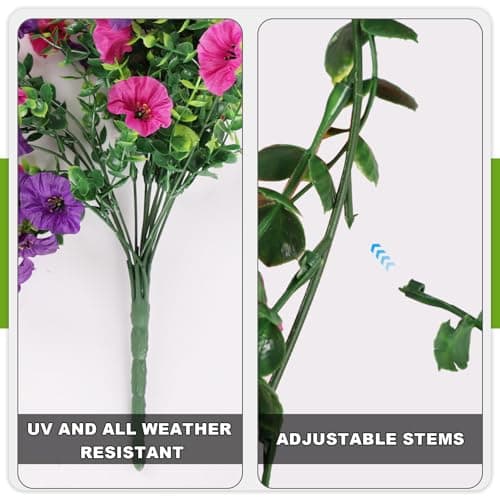 Fake Artificial Hanging Morning Glory Flowers for Outdoor Planters Porch Pation Decoration,2 Bundles UV Resistant Silk Faux Flowers with Realistic Eucalyptus Plants for Home Office Garden Decor - Thumbnail 5