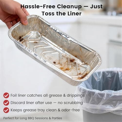 BLUES GRILL PARTS Grease Catch Pan Kit for CharBroil Performance 463331221/463365021/463448021/More Gas Grill with 9328812P06 15Pack Aluminum Liners, Drip Cup Replacement for CharBroil G416-0015-W1 - Thumbnail 4