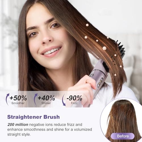 7MAGIC 7-in-1 Hot Air Styler, Hair Styler Dryer Brush with Auto-Wrap Curlers, High-Speed Hair Dryer for Fast Drying, Volumizing & Straightening, Travel Case Included, Purple - Thumbnail 5