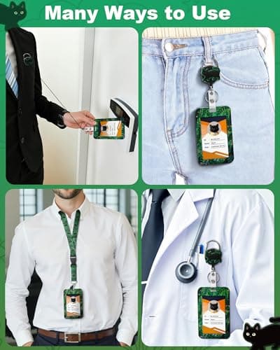 JroyJoy Cute Black Cat ID Badge Holder with Lanyard & 360° Rotation Heavy-Duty Retractable Reel, Ideal for School ID Badge, Name Card, Work ID for Doctors, Nurses, Teachers, Students, Office Workers - Thumbnail 2