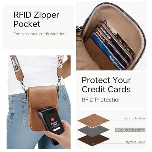 GEMIU Crossbody Phone Purse Small Crossbody Bags for Women Rfid Wallet Purse for Women Apricot - Thumbnail 4