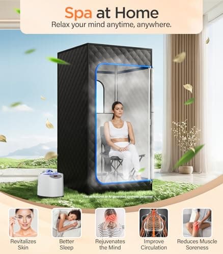 pikulLA Portable Steam Sauna for Home |Personal 71" Full Body Sauna Tent with 1200W 3L Steamer, 15 Levels, Remote & Chair | Moist Heat for Relaxation, Workout Recovery & Stress Relief – VOC-Free - Thumbnail 3