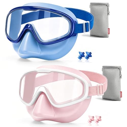Aegend 2PCS Swim Goggles with Nose Cover,Kids Swimming Goggles with Fabric Strap,Wide View No Leaking Pool Goggles for Kid Youth Adult - Image 1