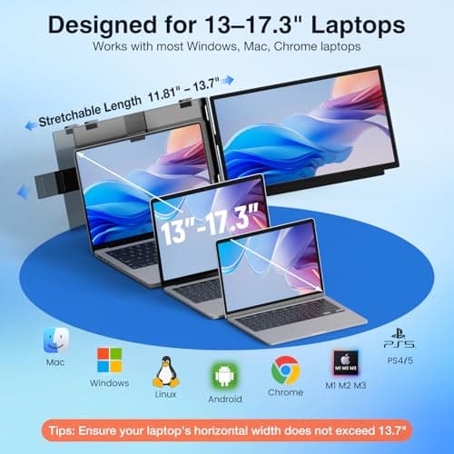 FLYTOCCA Laptop Screen Extender, 15.6" 1080P FHD IPS Display, Detachable Second Monitor Supports Vertical Mount, Plug & Play, Laptop Monitor Extender for 13"-17.3" Laptops, Windows, Mac, Chrome - Thumbnail 4