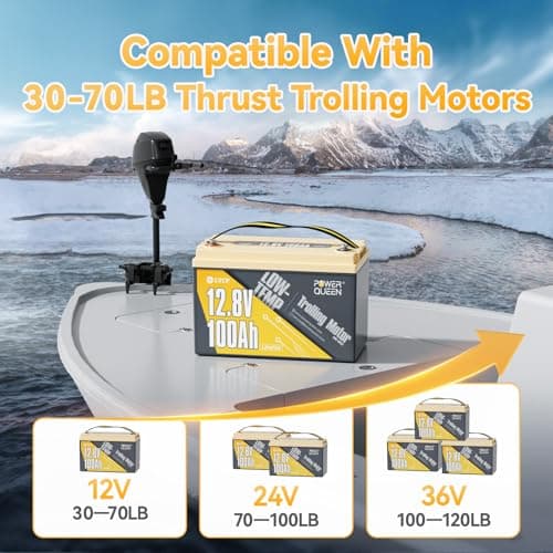 Power Queen 12V 100Ah Trolling Motor LiFePO4 Battery, Group 31 Lithium Battery with Low Temp Protection, Grade A Battery Cell, Up to 15000+ Deep Cycles for Bassboat, Kayak, Yatch,RV, Off Grid - Thumbnail 4