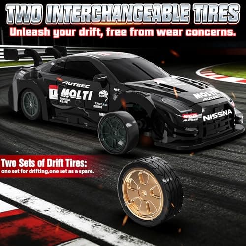 EversaleT 1/43 Mini RC Drift Car with Gyro, 2.4GHz Full Proportional RC Car, 20KM/H Professional High Speed Remote Control Car with Lights, Desktop Drift Car Racing Toy Gifts to Adults Kids Boys - Thumbnail 5