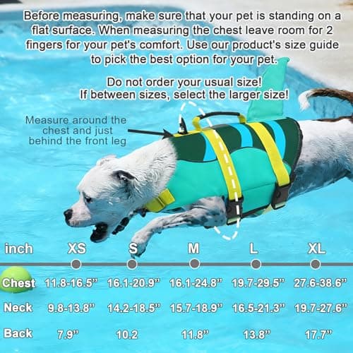 Fragralley Shark Dog Life Jacket, High Buoyancy with Tear-Resistant Nylon, Dog Float Vest for Swimming and Boating, Pet Life Preserver for Small Medium Large Dogs (PFD) - Thumbnail 2