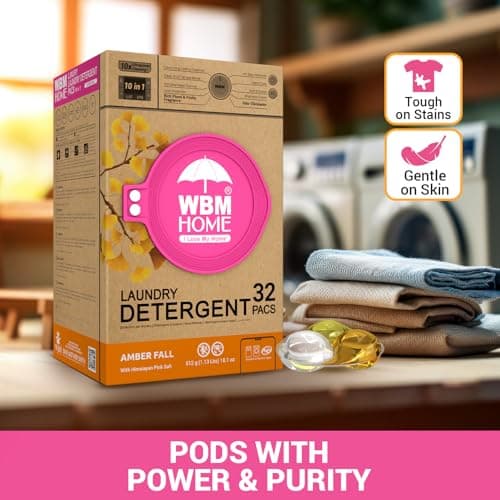 WBM Laundry Detergent Pods, 32 Count | Amber Fall Fragrance | 10 in 1 Laundry pods Detergent Ultra Power Cleaning with Plant-Based Scent, Extra Protection With 4D Stain Remover - Thumbnail 4