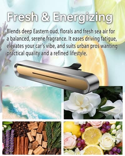 Tmengdao Car Diffusers for Essential Oils,Car Fragrance Diffuser Vent Clips, Includes 4 Scented Essential Oil Sticks and 6 Unscented DIY Refill Sticks (Golden, Fresh & Energizing) - Thumbnail 4
