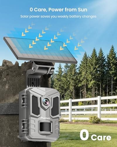 Misstech 4K UHD Solar Trail Camera, Outdoor Wildlife Cameras for Yard Monitoring, 0.1s Fast Motion-Activated to Record, 64MP/4K Clear Night Vision, No Monthly Fee, App Control, IP66, 32GB Micro SD - Thumbnail 2