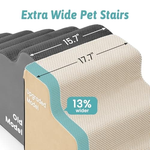 COZY KISS Dog Stairs for Small Dogs, 3-Step 2 in 1 Transformable Pet Stairs for Couch and Bed, 15.7" H Dog Steps for Old Cats, Puppy, Small Dogs (Beige, 17.7x33x22.4 in, 5.0) - Thumbnail 3