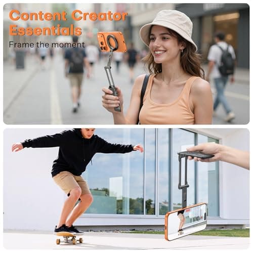 OMOTON TP06 [Equipped Lanyard] for MagSafe Tripod Hook with Magnet Back & Arca-Swiss Base, 360°Rotating with 1/4" Screw, Magnetic Phone Tripod for iPhone 17/16 Pro Max Air Fits Vlog, Travel, Gym - Thumbnail 5