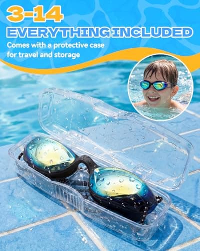 Aegend Swim Goggles for Kids Youth Teen 3-14 Anti-Fog Anti-UV Comfort Fit for Swimming(Bungee Strap) (Black/Bright Rose-1 Pack) - Thumbnail 6
