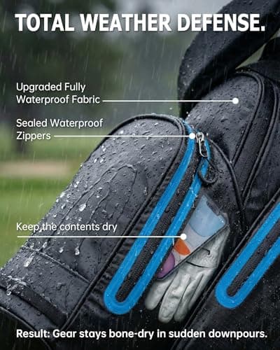Waterproof Golf Stand Bag, All-Weather Lightweight Carry Bag with Reflective Safety Strips, 5-Way Top Divider, Rain Hood, 6 Pockets, Black - Thumbnail 2